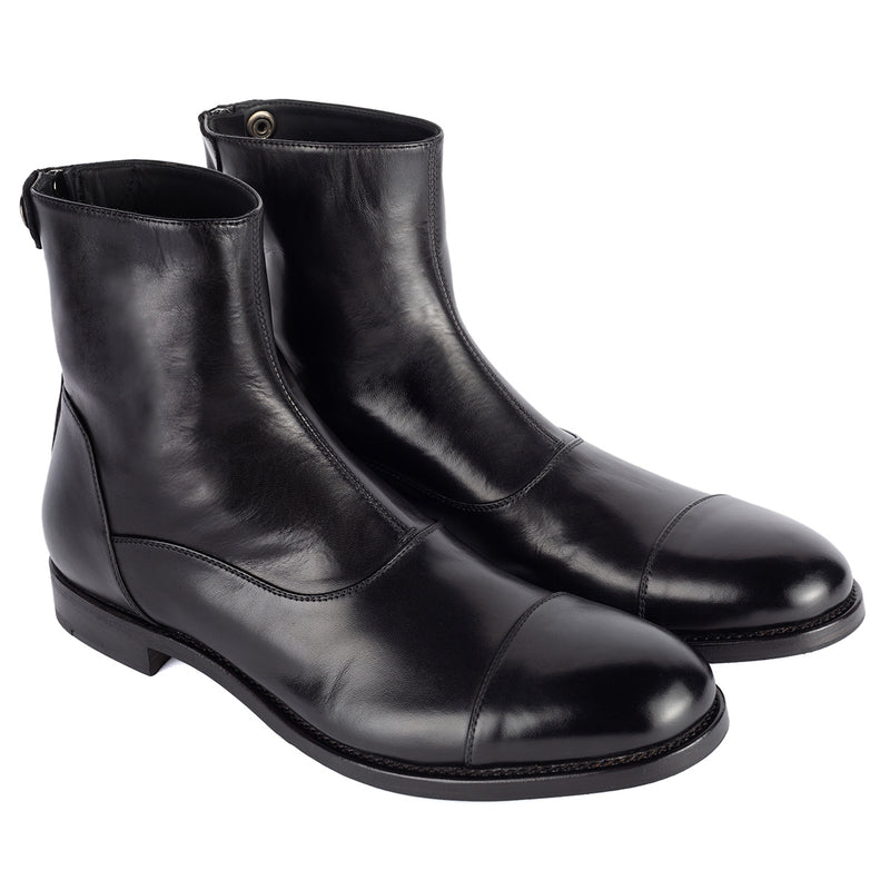 ABEL 59100<br> Black Back Zipper Ankle Boots