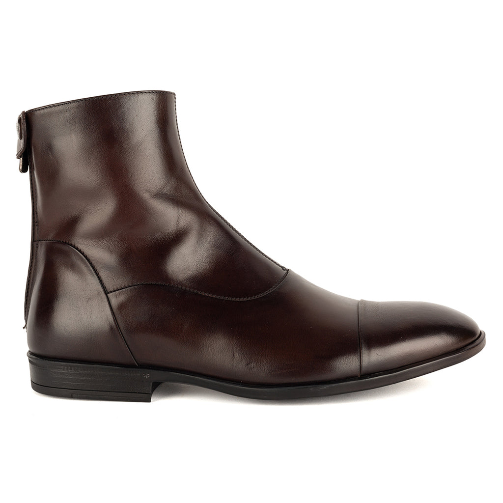② アルフォンス　904560 ESSENTIAL LUKAS 96009 Mahogany boots with back zipper – ALBERTO