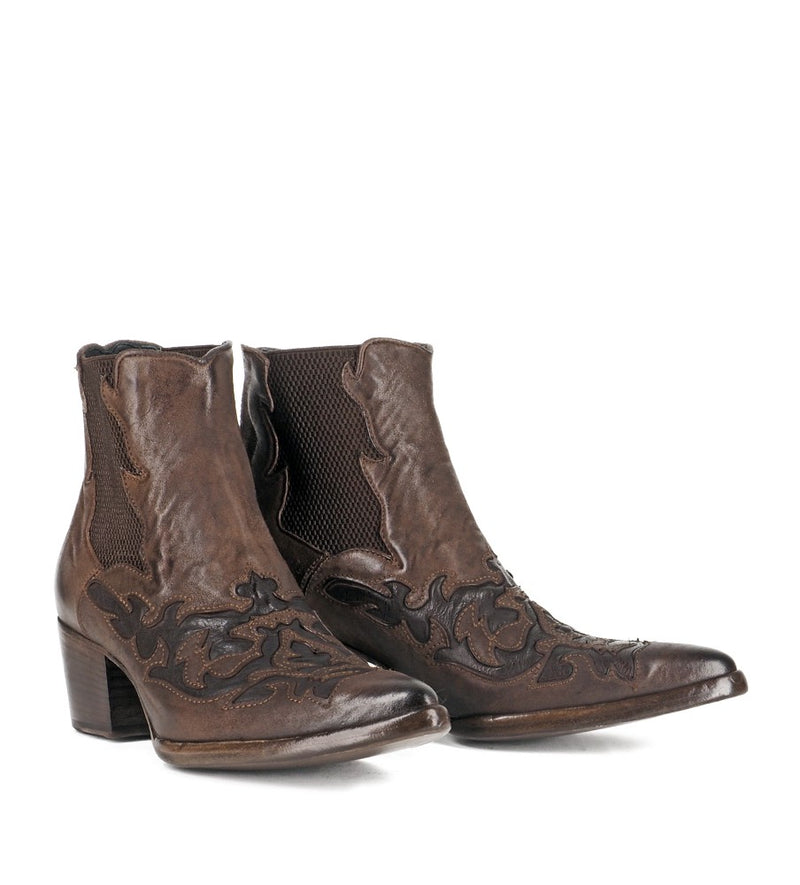 URSULA 46036, Brown texan inspired Ankle boots, vista 3